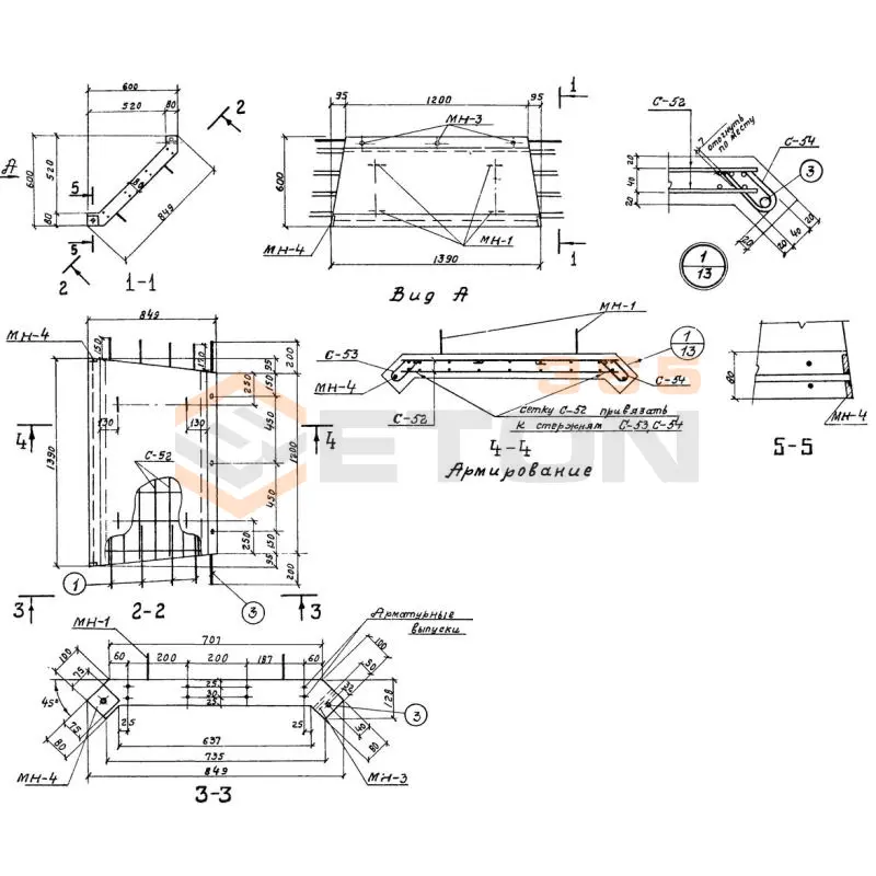 Элементы прямоугольных лотков Серия 3.900-3 ЛТ 3-6-6