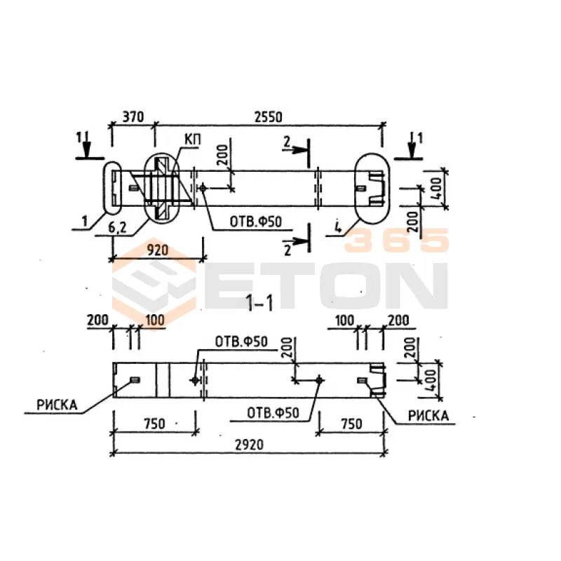 Колонны для зданий с высотой этажа 3,6 м серия 1.020-1/87 ( 1.020.1-7, 1.020-1/83, ИИ 04-1, 1.020.1-3пв ) 1КВ 36-32
