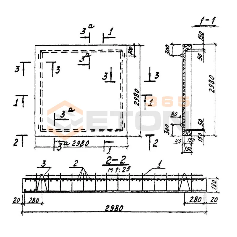 Плиты надсилосные Серия 3.702-1/79 ПНм 1