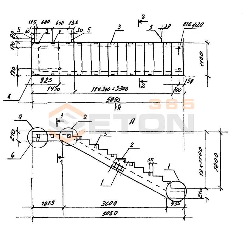 Лестничные марши ребристые с полуплощадками ЛМП Серия 1.050.9-4.93 ЛМП 57-11-18-5-13 (1.050.9-4.93)