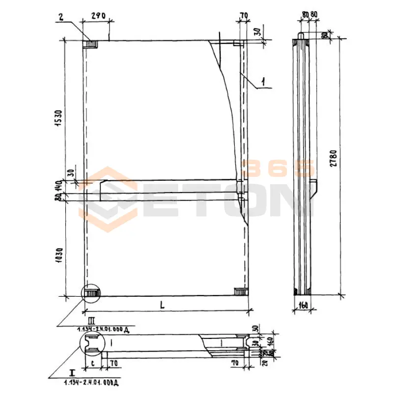 Блоки внутренних стен Серия 1.134-2 СБЛ 18-28-1 т-2