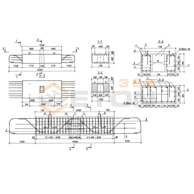 Блоки ригелей Серия 3.503.1-90 2РП 90-74-7