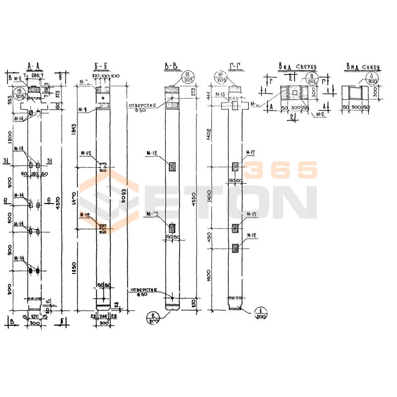 Колонны сечением 300х300 Серия ИИ 04-2 К2Л 18-51-3 а