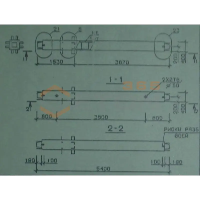 Колонны сечением 400х400 мм для зданий с высотами этажей 5,4-6,0 и 6,0 (7,2) м Серия 1.020.1-2с/89 2КС 54-54-10