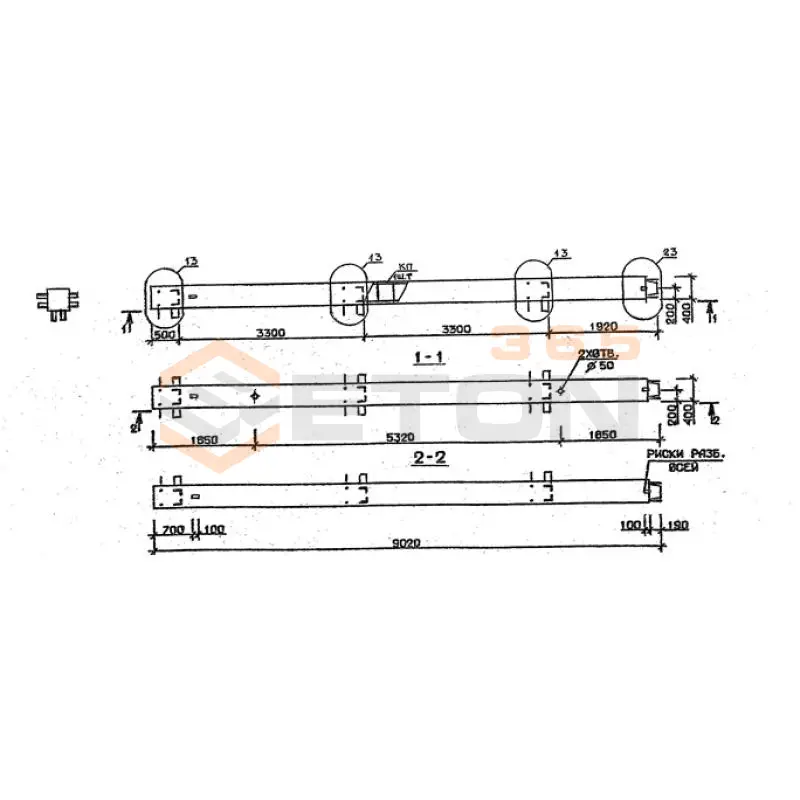Колонны сечением 400х400 мм для зданий с высотами этажей 3,3 м Серия 1.020.1-2с/89 4КВ 33-90-4