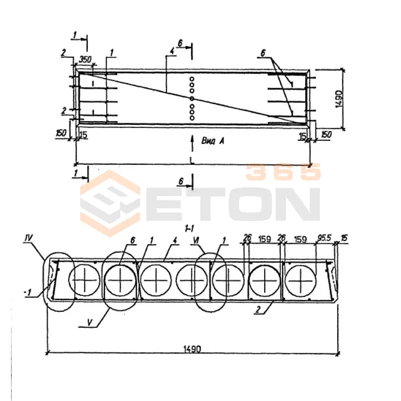 Плиты перекрытия многопустотные Серия Б1.020.1-7 ПК 41-15-3 Вр1Тов (Б1.020.1-7)