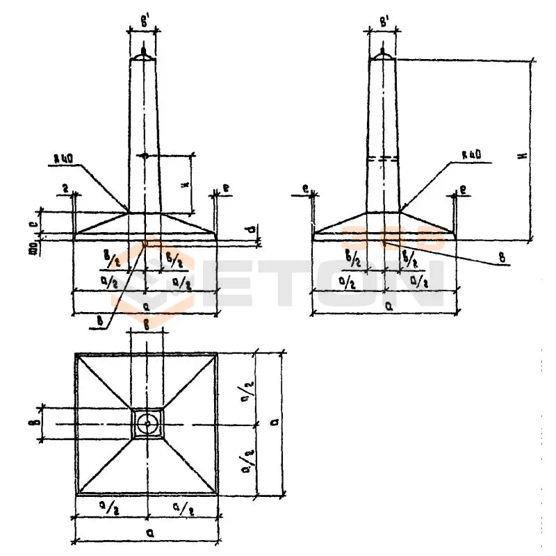 Фундаменты под промежуточные опоры Серия 3.407.1-144, 3.407.1-115, 3.407.1-159 Ф 2-0