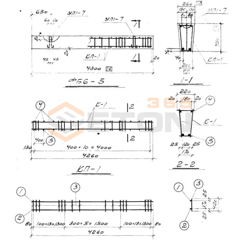 Балки фундаментные Серия 1.015.1-1.95 (1.415.1-2, 1.815.1-1) ФБ 6-3 и