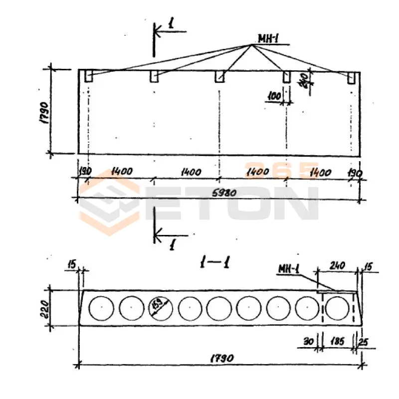 Плиты перекрытия многопустотные ТП 213-2-183 ПК 6-60-18 а-1 (ТП 213-2-183)