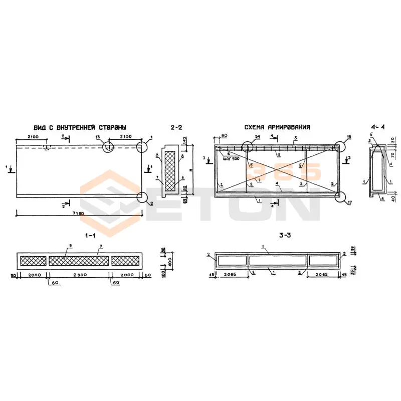 Панели наружных стен трехслойные легкобетонные Серия 1.232.1-10 ПСТ 72-12-4 л