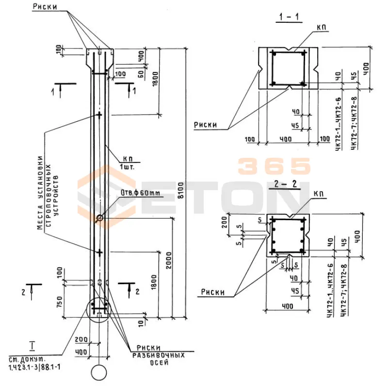 Колонны железобетонные Серия 1.423.1-3/88 4К 72-1 м3
