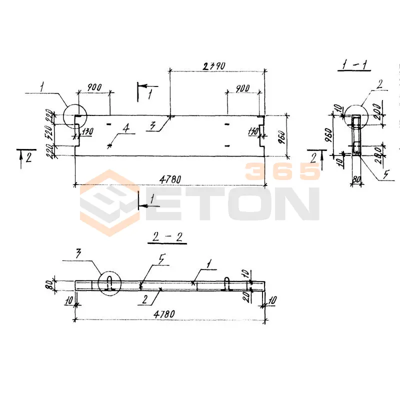 Панели ограждения лоджий Серия 1.137.1 КЛ-3 ОЛ 48-10-8 т