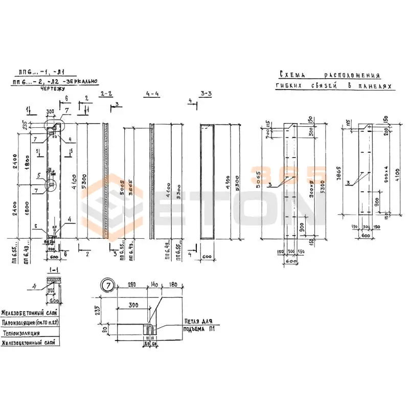 Панели перегородок Серия 1.432.1-33.93 ПП 6-53-4,5-1 (1.432.1-33.93)