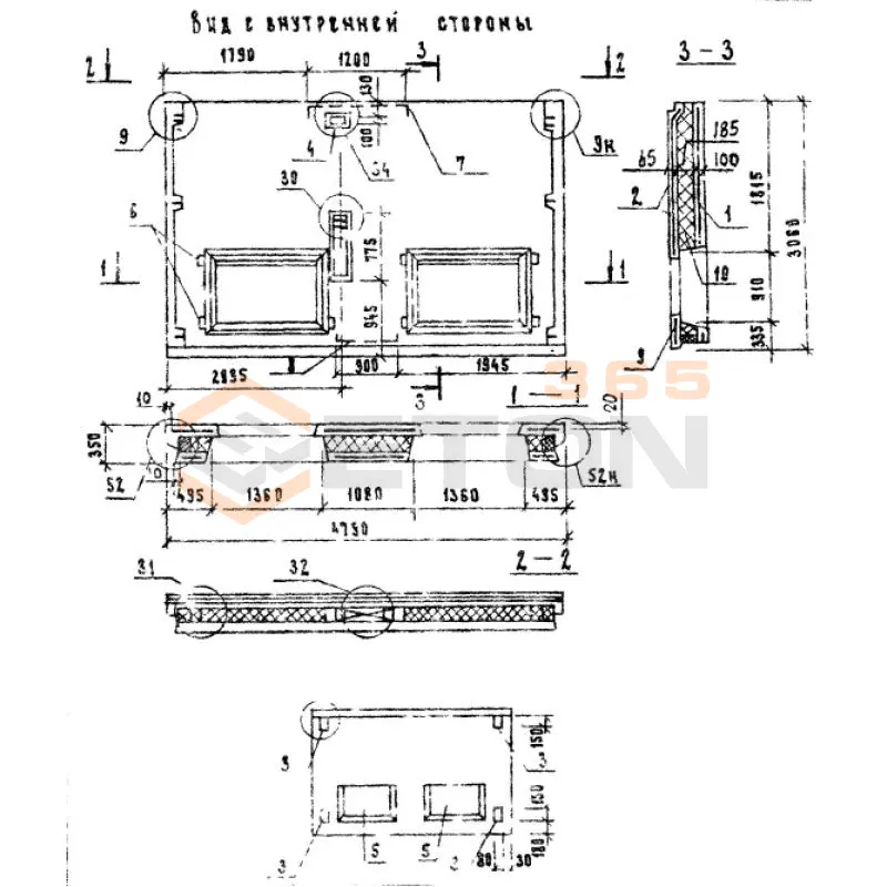 Панели наружных стен Серия 1.132.1-16 1ПСТ 48-31-35 т-4