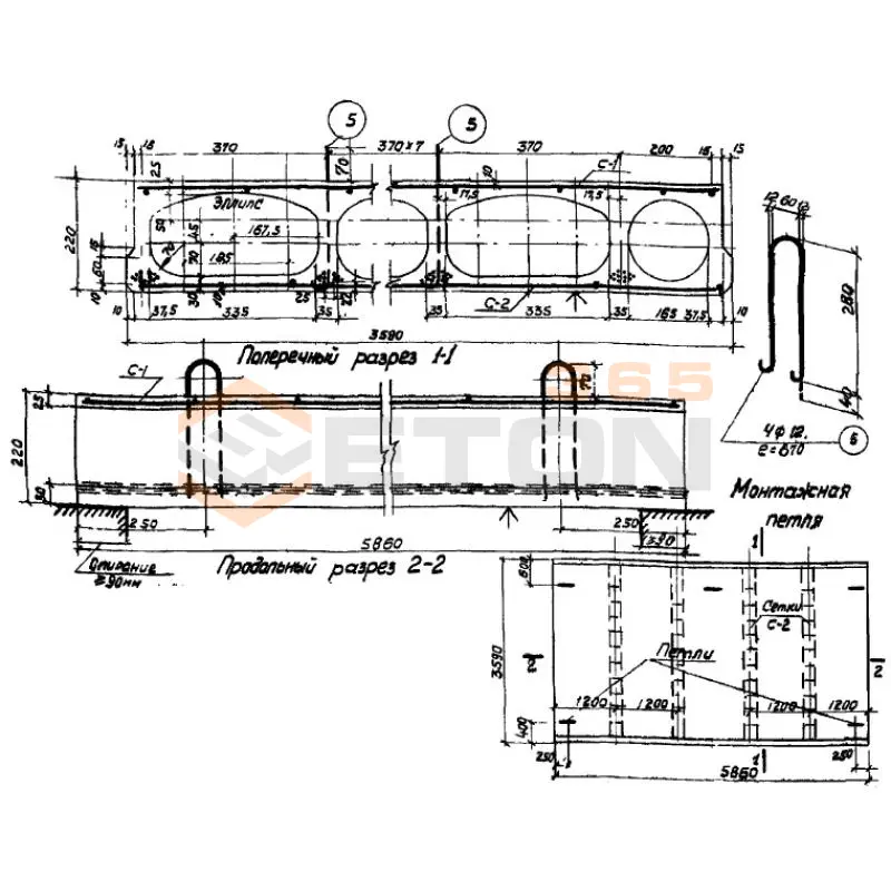 Панели с овальными пустотами Серия ИИ 01-02 ПОН 60-36 (ИИ 01-02)