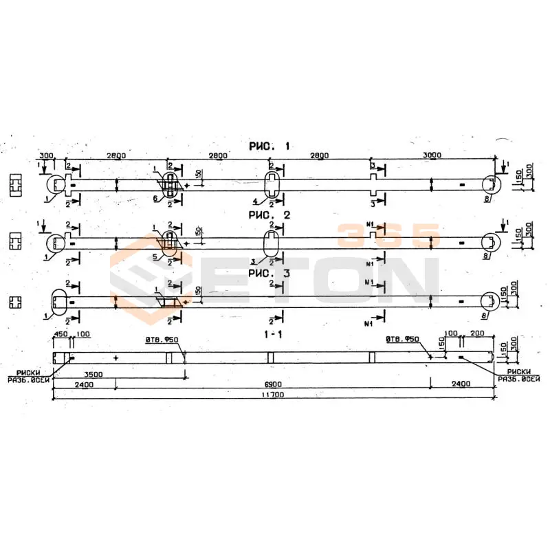 Колонны сечением 300х300 серия 1.020-1/87 ( 1.020.1-7, 1.020-1/83, ИИ 04-1, 1.020.1-3пв ) 4КД 3-28-33-2-3 пв