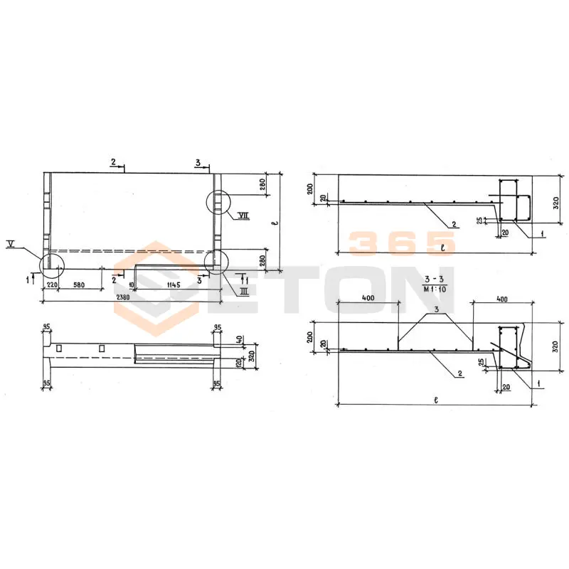 Лестничные площадки плоские 1ЛП серия 1.152.1-8 ( 1.152-3 ) и ГОСТ 9818-85 1ЛП 24-12в-4 п