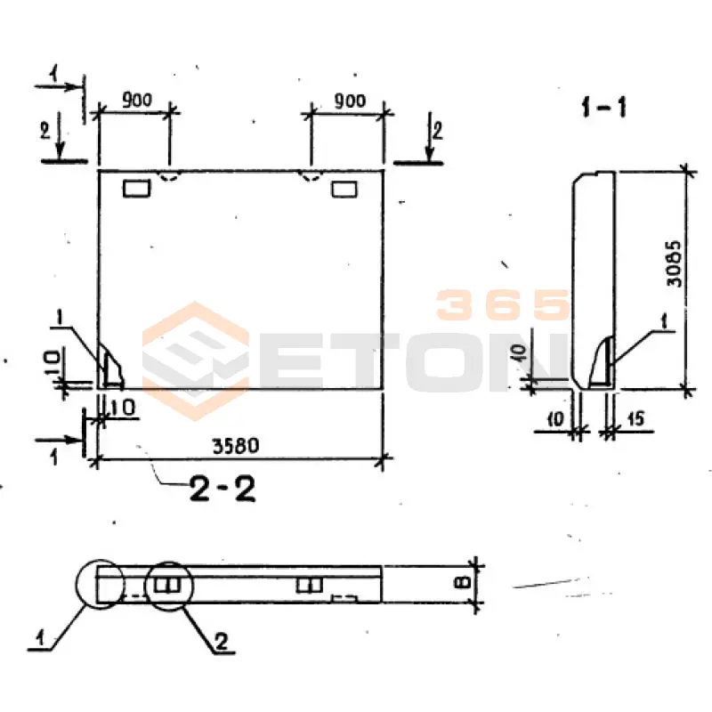 Панели стеновые цокольные серия 1.020-1/87 ( 1.020.1-7, 1.020-1/83, ИИ 04-1, 1.020.1-3пв ) ПСЦ 36-31-2,5 л пв