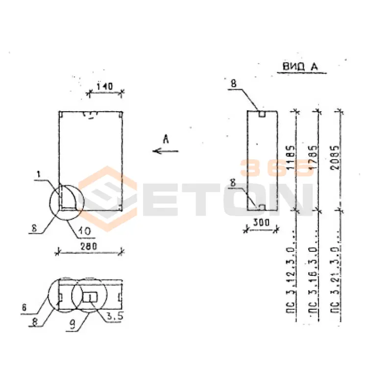 Панели стеновые толщиной 300 мм Серия 1.030.1-1/88 ПС 3-21-3,0 л