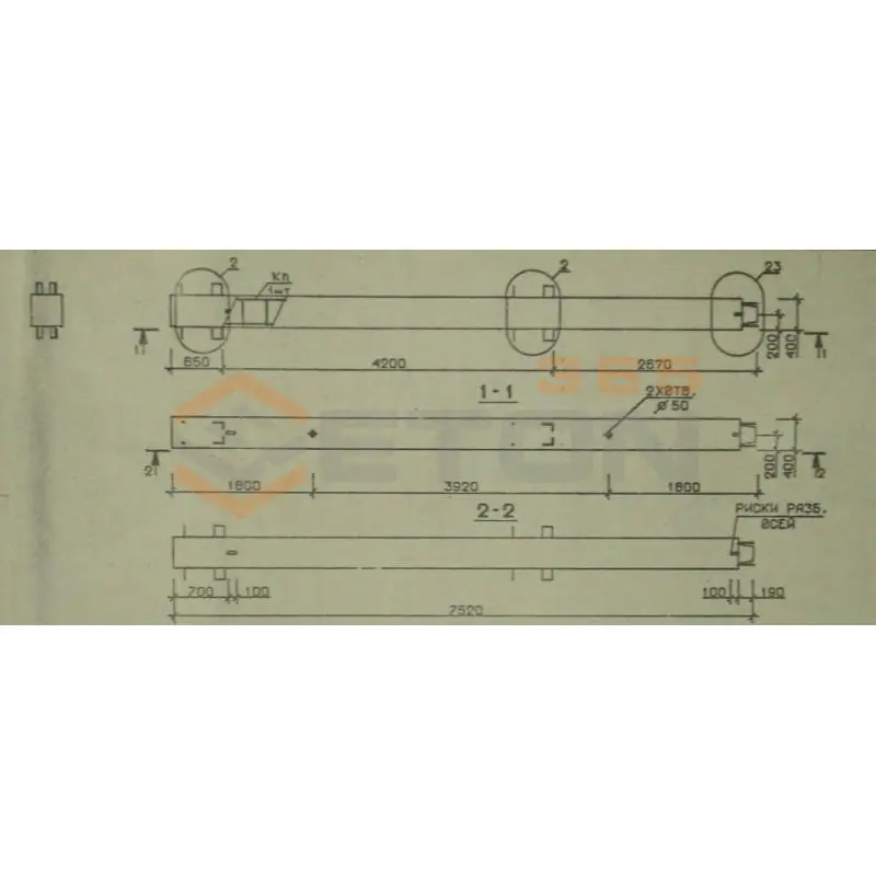 Колонны сечением 400х400 мм для зданий с высотами этажей 4,2 м Серия 1.020.1-2с/89 2КВ 42-75-13