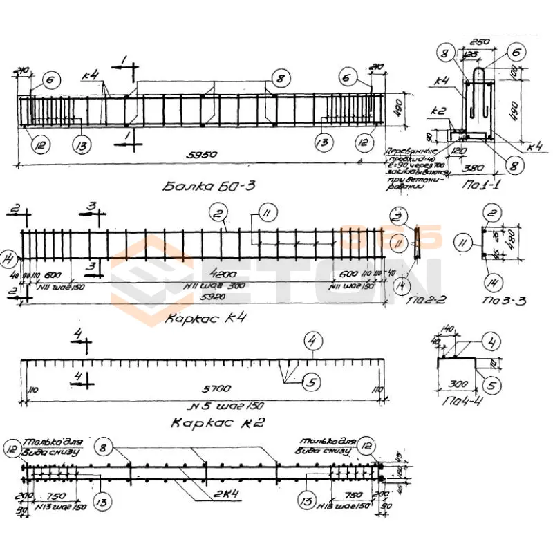 Балки обвязочные Серия КЭ 01-14 БО 3 (КЭ 01-14)