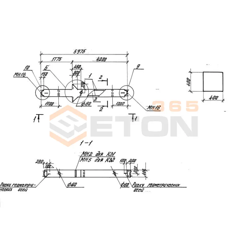 Колонны железобетонные. Высота этажей 6,0 и 7,2 м серия 1.420-35.95 ( 1.420-12, ИИ 23-3/70, ИИ 23-2/70, ИИ 23-1/70 ) К 32-2
