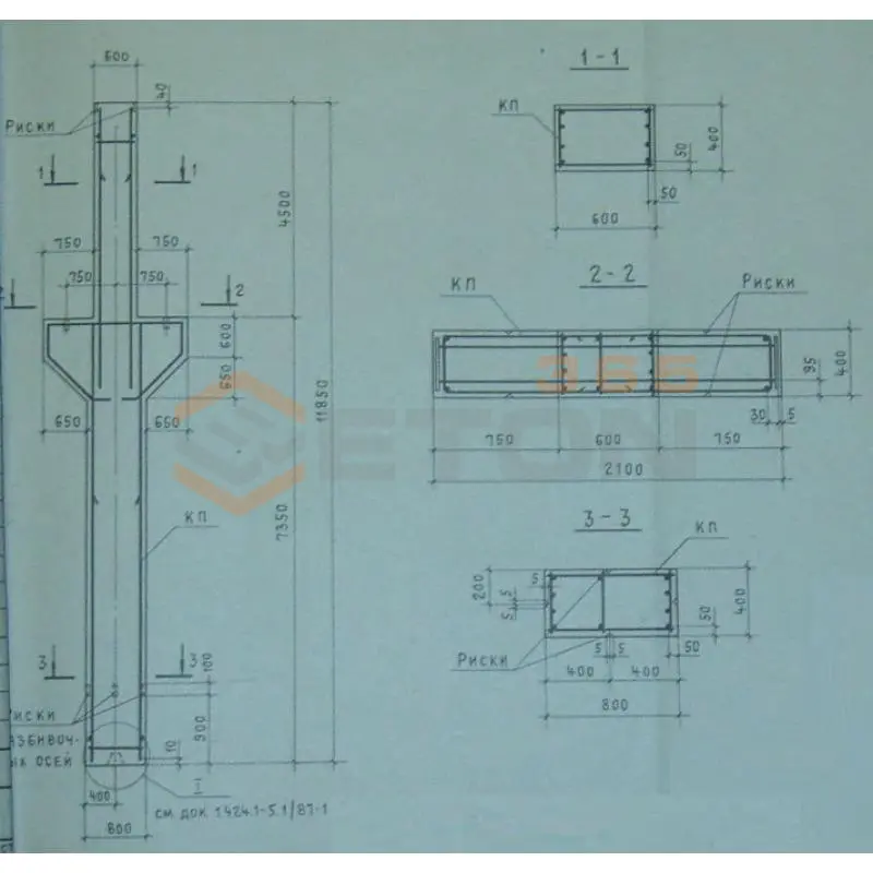 Колонны для зданий высотой 8,4; 9,6 и 10,8 м Серия 1.424.1-5 13К 108-8 с