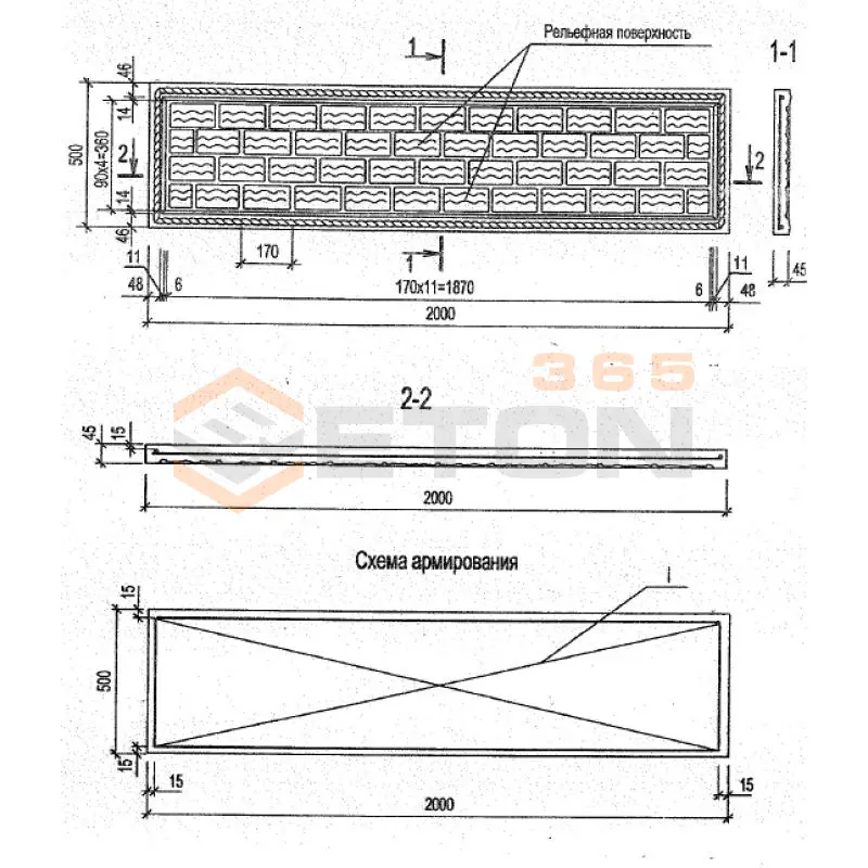 Панели оград Серия Б3.017.1-7.05 ПО 20-5-5 м-4 (Б3.017.1-7.05)