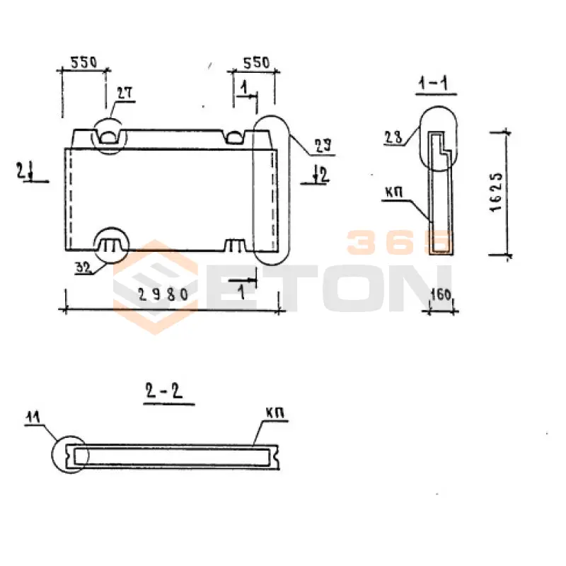 Панели внутренних стен Серия 1.090.1-1/88 ПВ 30-16
