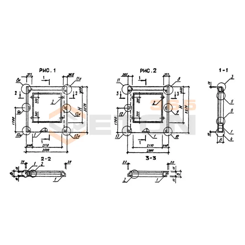 Панели наружных стен однослойные Серия 1.090.1-3пв 1ПСО 29-33-3,5-2 п пв (1.090.1-3пв)