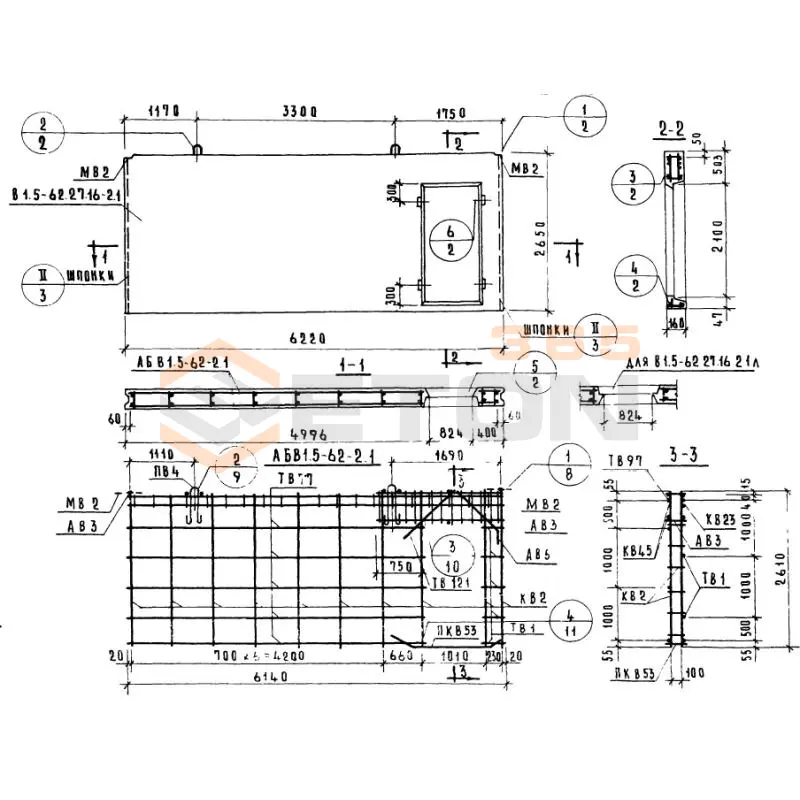 Панели внутренних продольных стен Серия 1.131-1 В 1,5-62-27-16-2,7