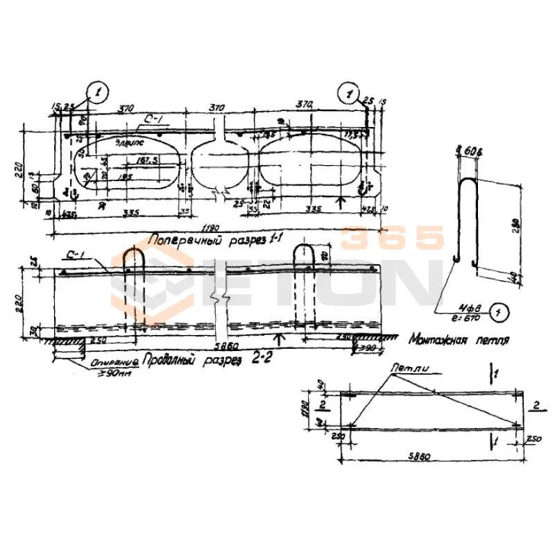 Панели с овальными пустотами Серия ИИ 01-02 ПОН 60-12 (ИИ 01-02)