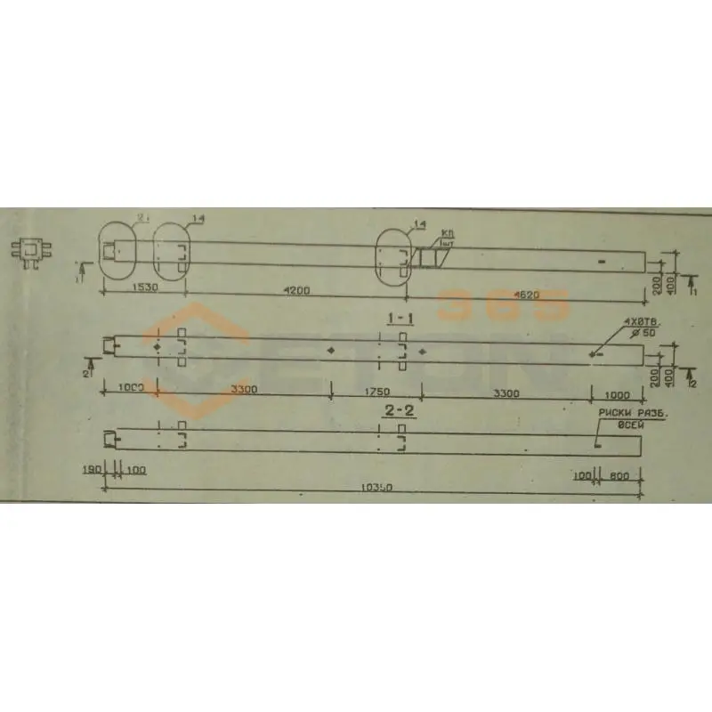 Колонны сечением 400х400 мм для зданий с высотами этажей 4,2 м Серия 1.020.1-2с/89 4КН 42-104-3