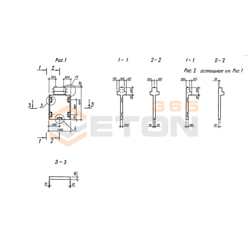 Диафрагмы жесткости серия 1.020-1/87 ( 1.020.1-7, 1.020-1/83, ИИ 04-1, 1.020.1-3пв ) 2Д 12-20-4 пв