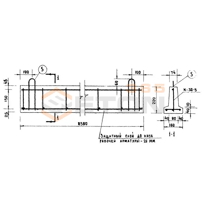 Балки тавровые Серия ИИ 03-02 Альбом 16 БТ 26