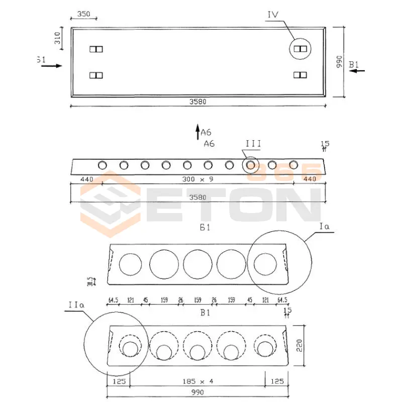 Плиты многопустотные Серия 1.041.1-5 1ПК 36-10-4 Н 0-ВрI