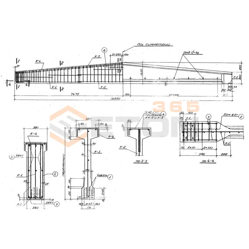 Балки Серия ПК 01-06 Б 1-15-3