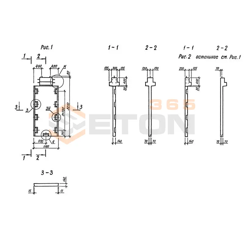 Диафрагмы жесткости серия 1.020-1/87 ( 1.020.1-7, 1.020-1/83, ИИ 04-1, 1.020.1-3пв ) 1Д 12-33-2 пв