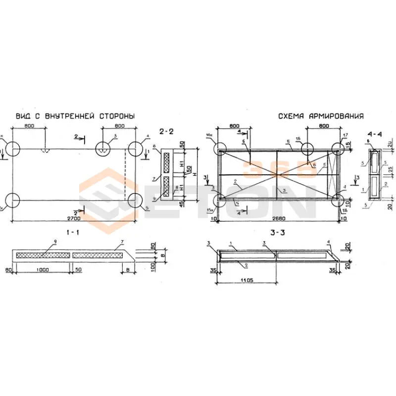 Панели стеновые трехслойные Серия 1.232.1-7 1ПСТ 27-15-3,5-2 л-2