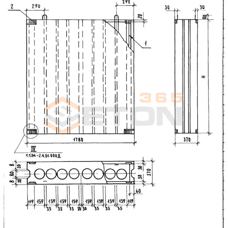Блоки вентиляционные Серия 1.134-2 ВБН 18-19-4 п