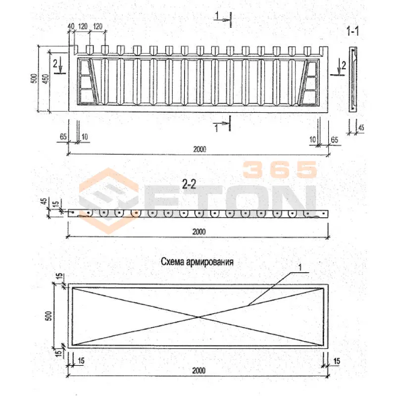 Панели оград Серия Б3.017.1-7.05 ПО 20-5-5 м-51 (Б3.017.1-7.05)