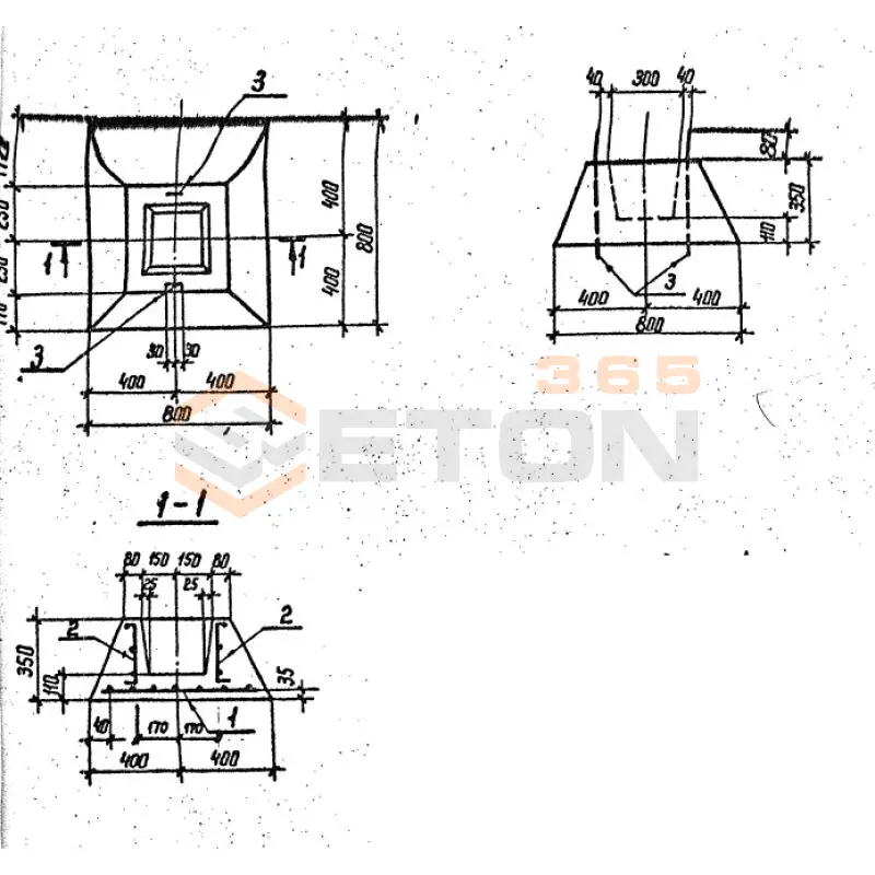 Фундаменты (подножники) серия 3.407.1-157 ( серия 3.407-102, 3.407-40/70 ) Ф 8-8