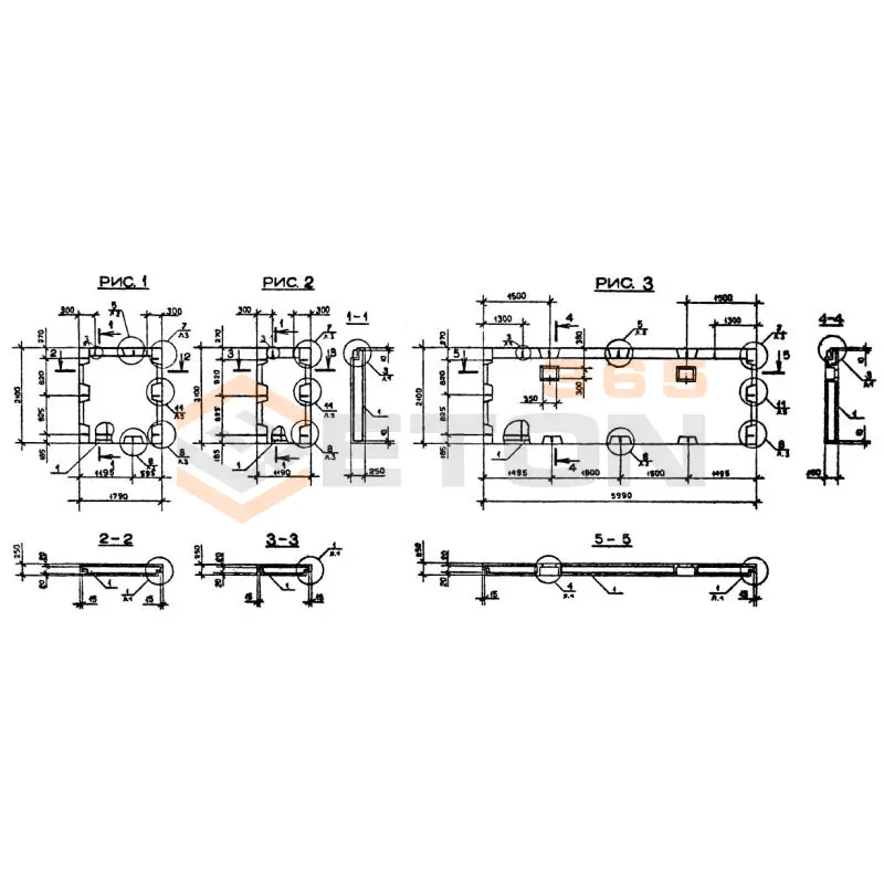 Панели наружных стен нулевого цикла Серия 1.090.1-2с ПСЦ 12-21-2,5 пс (1.090.1-2с)