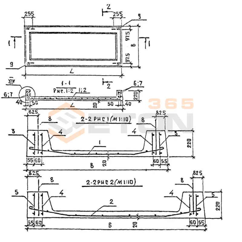 Панели перекрытия ребристые Серия 1.220.1-2 ПР 30-12-6 АIII