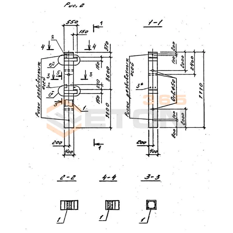 Колонны железобетонные для многоэтажных зданий рамного каркаса Серия 1.020-1/87 ( 1.020.1-7, 1.020-1/83, ИИ 04-1, 1.020.1-3пв ) 2КБД 36-1