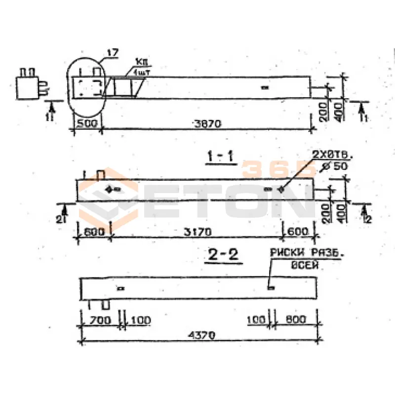 Колонны сечением 400х400 мм для зданий с высотами этажей 3,3 м Серия 1.020.1-2с/89 5КБ 33-44-4 с