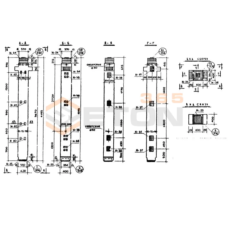 Колонны сечением 400х400 Серия ИИ 04-2 К2Л 29-42-4 а