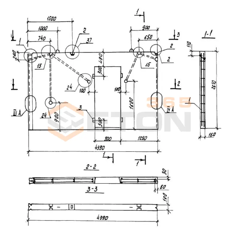 Панели внутренних стен Серия 1.100.1-7 ПСВ 44-26-16-150 т-2