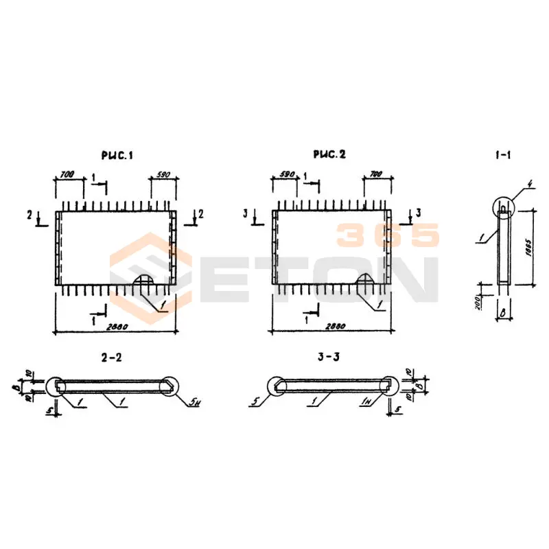 Панели стеновые нулевого цикла (цокольные) Серия 1.090.1-3пв 2ПСЦ 29-19-3,0 п пв (1.090.1-3пв)