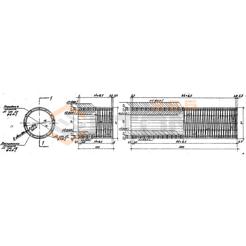 Звенья железобетонные круглых водопропускных труб для автомобильных дорог Серия 3.501-59 и 3.501.1-144, шифр 1484 Блок 11
